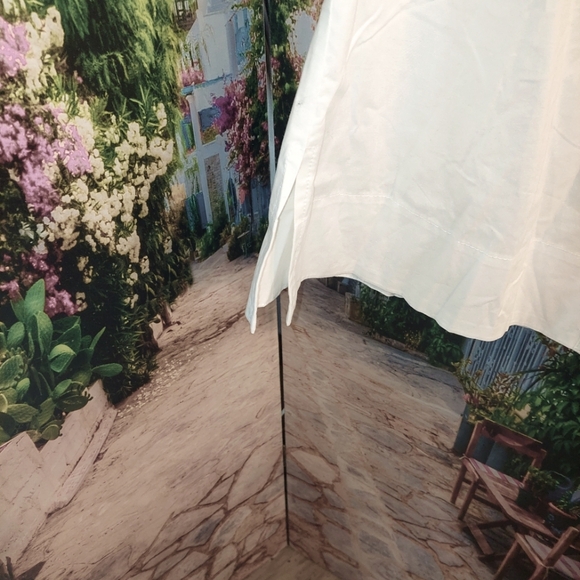 M&M White Button Down Shirt. Ruffles Front. Blouse Look - Picture 6 of 9